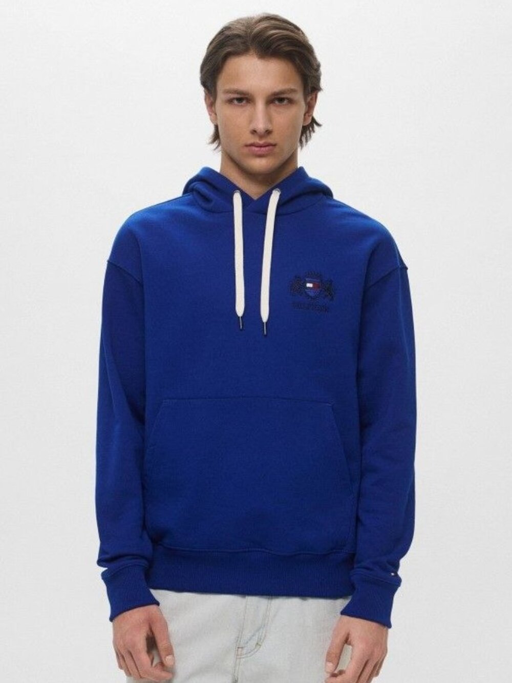 Tommy Hilfiger Blue Hoodie Men's Logo Embroidered Pullover Sweatshirt XXL